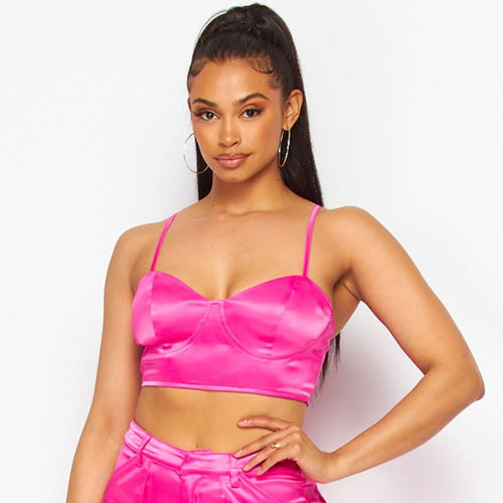 Hot & Delicious - Pink Paradise Satin Bustier Crop Top